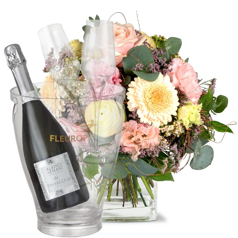 Bouquet de fleurs A Touch of Spring with Prosecco Albino Armani DOC (75 cl), i