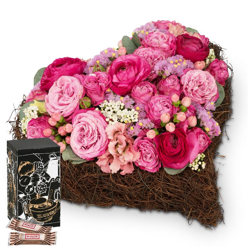 Bouquet de fleurs Dearest Heart with Minor Split in trendy gift tin