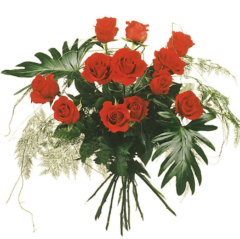 Bouquet de fleurs 12 Red Roses with greenery