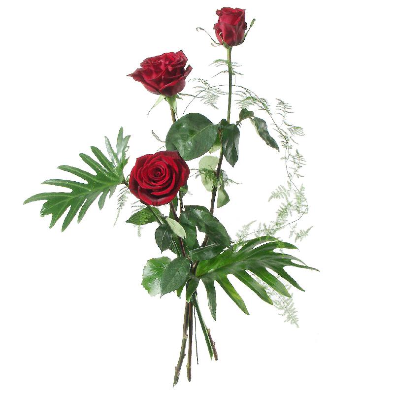 Bouquet de fleurs 3 Red Roses with greenery