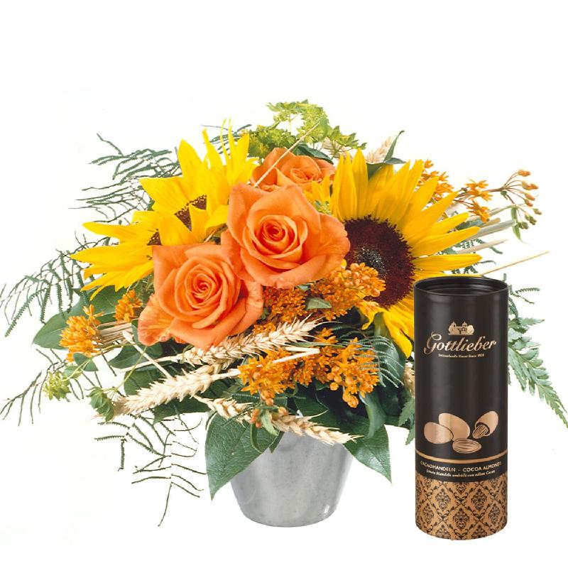 Bouquet de fleurs Smiley with Gottlieber cocoa almonds