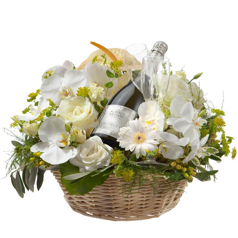 Bouquet de fleurs For the Party to End all Parties, with Prosecco Albino Arman
