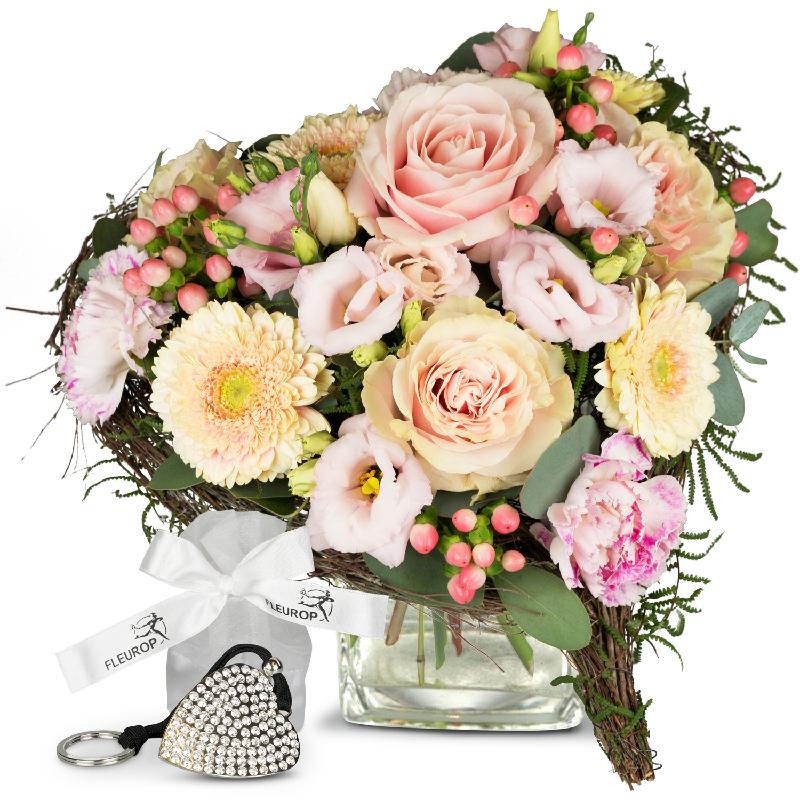 Bouquet de fleurs From the Heart, incl. Key Ring with 112 Swarovski® crystals