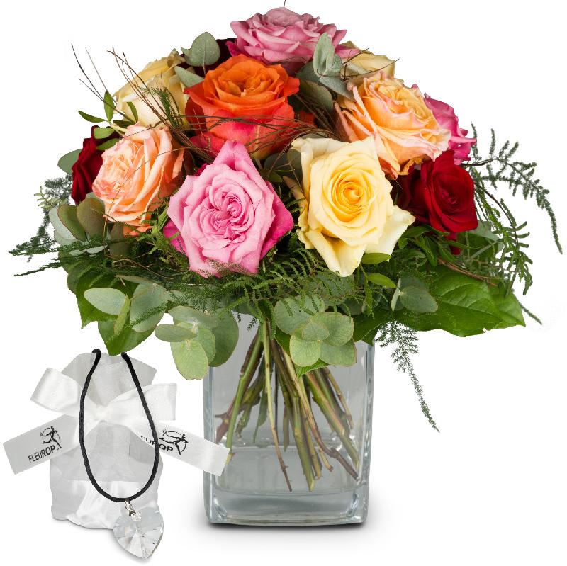 Bouquet de fleurs Rose Dream with Swarovski® crystal heart
