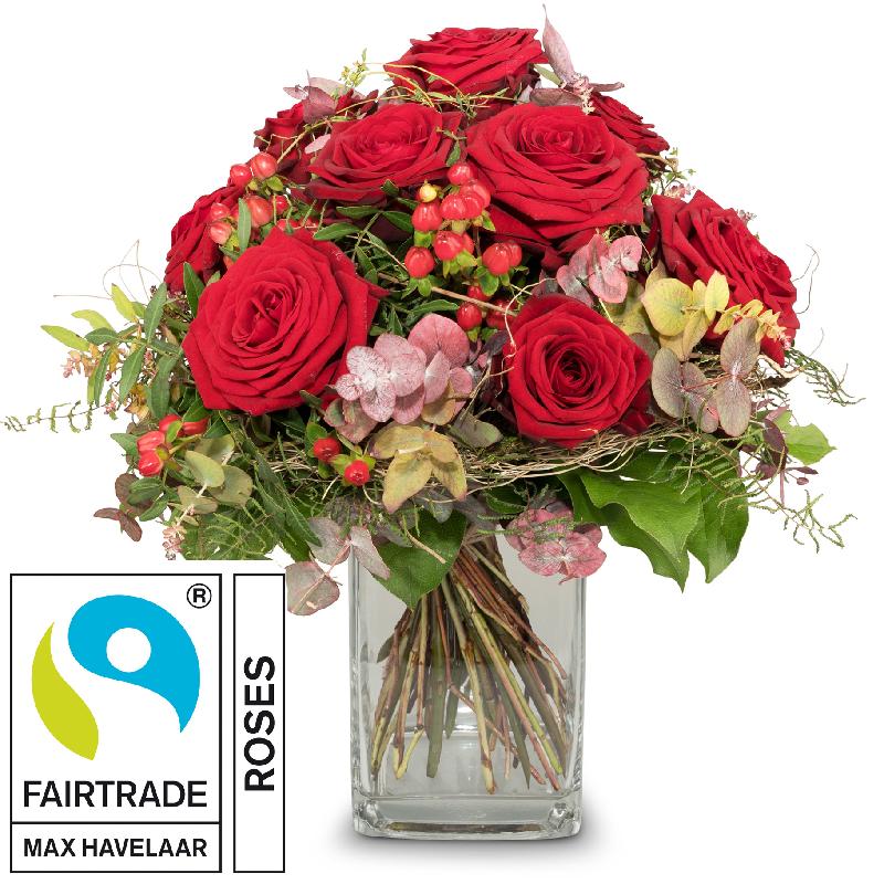 Bouquet de fleurs I Love You with Fairtrade Max Havelaar-Roses