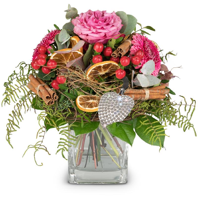 Bouquet de fleurs Happy Day, incl. Key Ring with 112 Swarovski® crystals