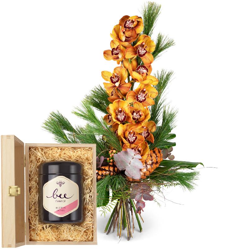 Bouquet de fleurs Elegant Orchidbouquet with Swiss blossom honey