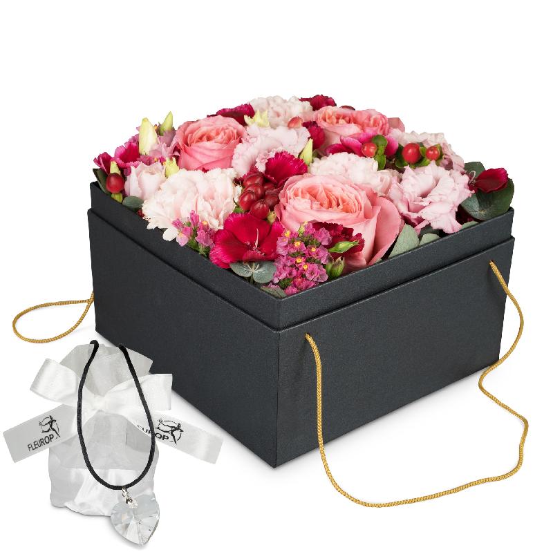 Bouquet de fleurs Flowerbox «Seville» (20 cm) with Swarovski® crystal heart