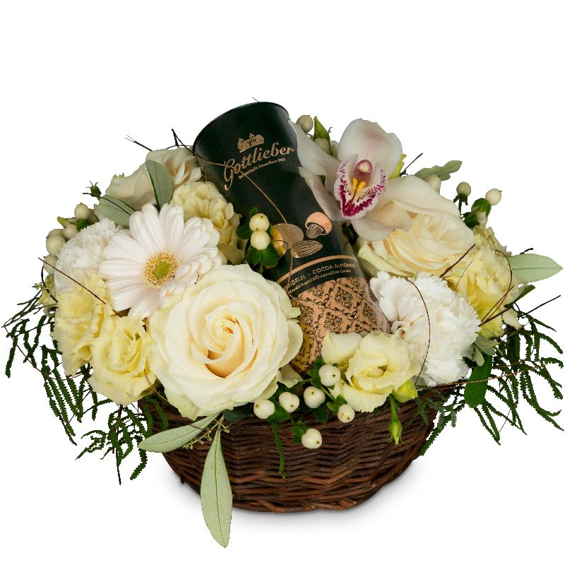 Bouquet de fleurs Sweet Elegance with Gottlieber cocoa almonds