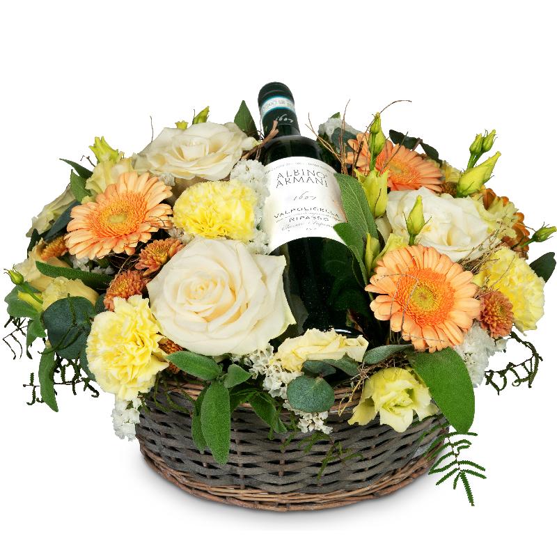 Bouquet de fleurs For Golden Moments with Ripasso Albino Armani DOC (75cl)