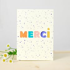 Bouquet de fleurs Carte Message Merci confettis