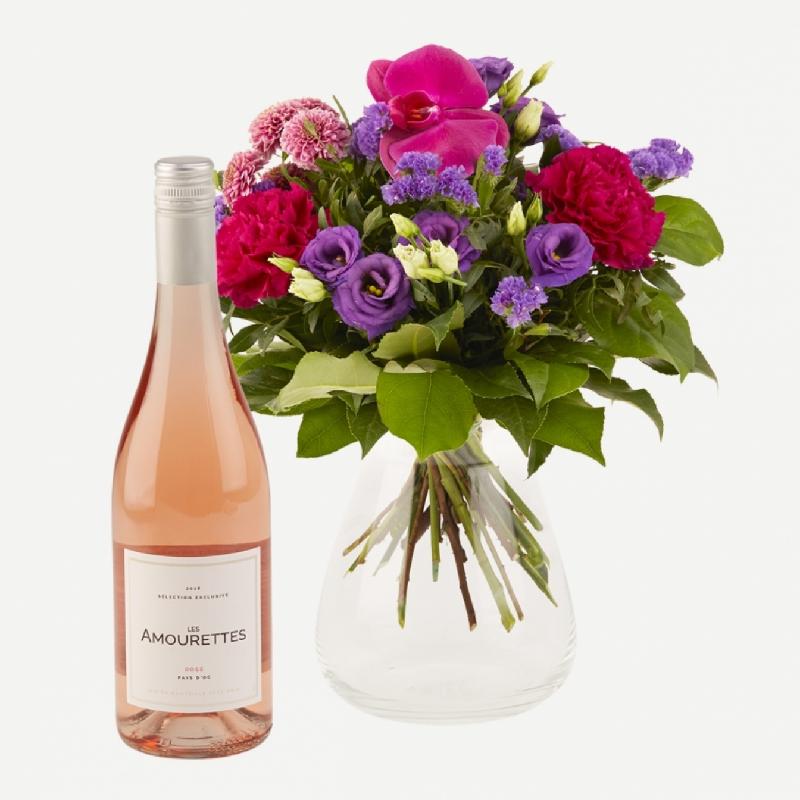 Bouquet de fleurs Sparkling Flora with Les Amourettes rosé wine