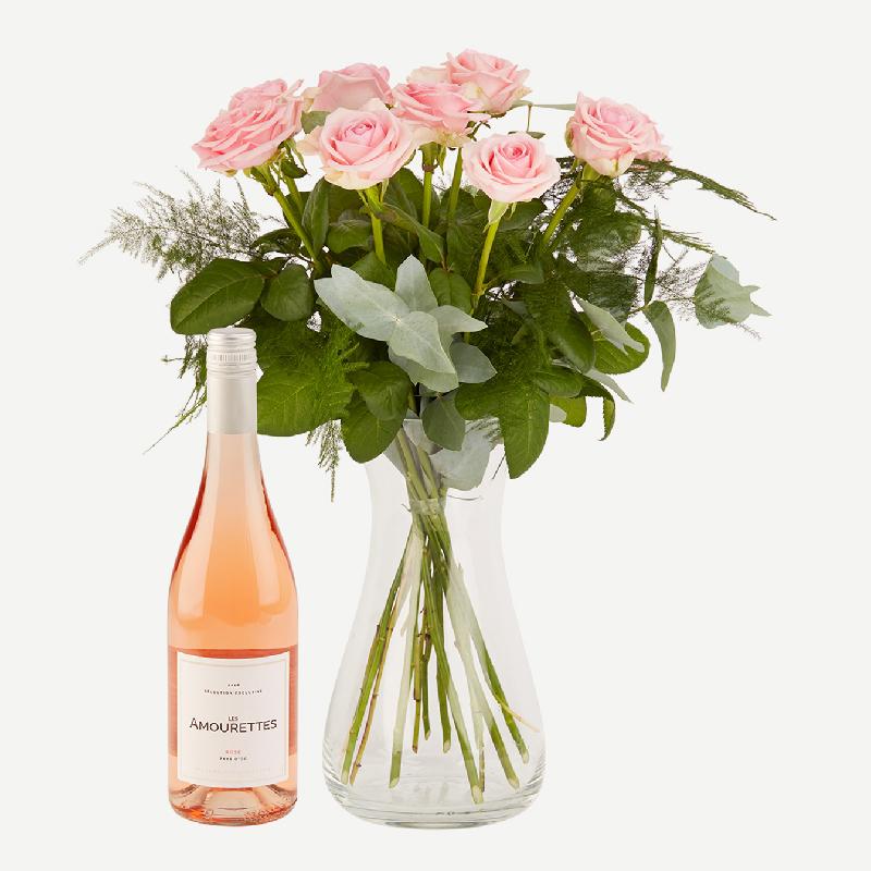 Bouquet de fleurs Pink roses with Les Amourettes Rosé
