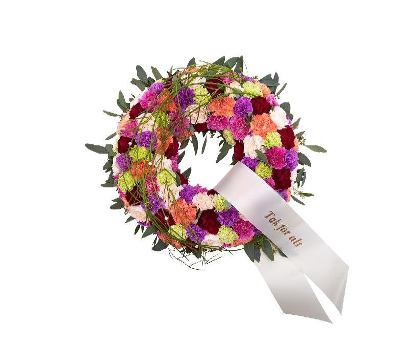 Bouquet de fleurs Round decorated wreath with ribbon
