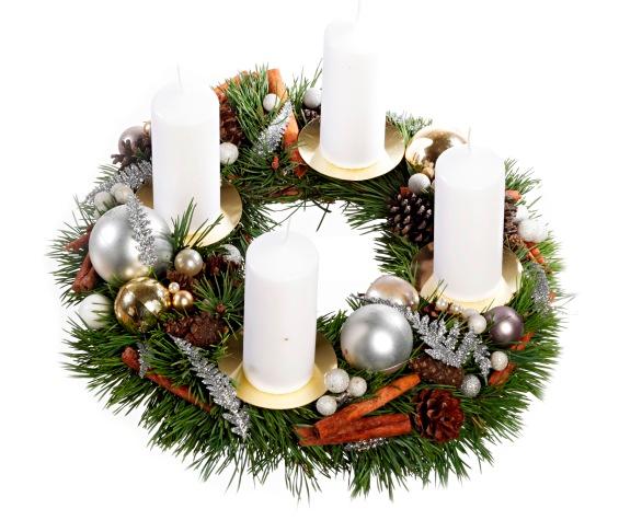 Bouquet de fleurs Classic Christmas Wreath with white candles