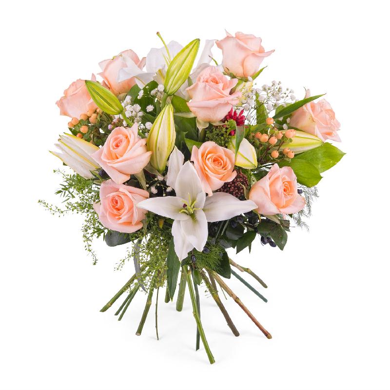 Bouquet de fleurs Arrangement of Roses and Lilies