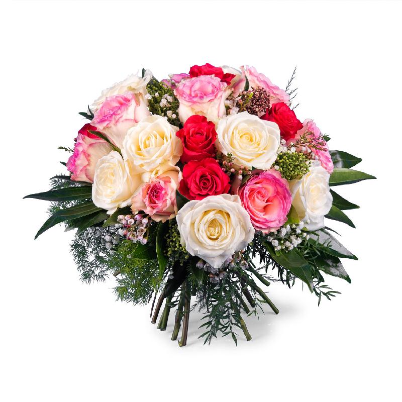 Bouquet de fleurs 20 Short-stemmed Multicoloured Roses Bouquet de fleurs 20 Short-stemmed Multicoloured Roses