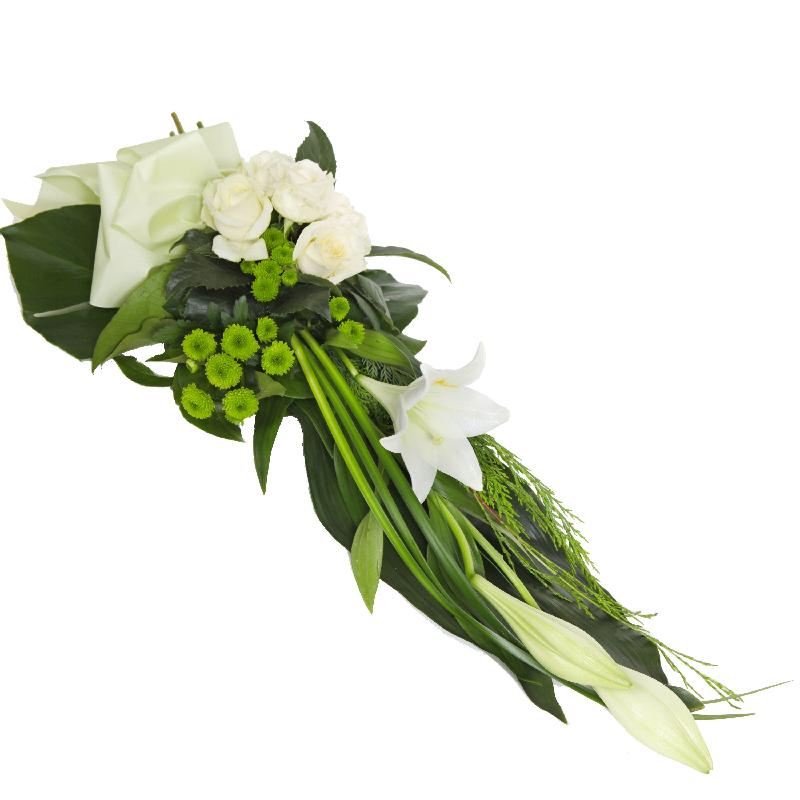 Bouquet de fleurs Modern funeral spray of white lilies Bouquet de fleurs Modern funeral spray of white lilies