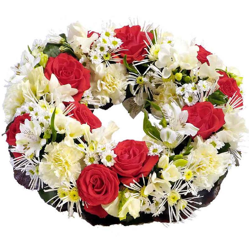 Bouquet de fleurs Wreath for funeral, red-white