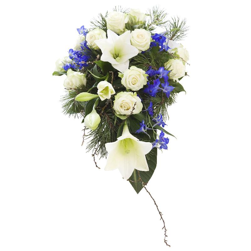 Bouquet de fleurs The sky is blue and white -funeral arrangement