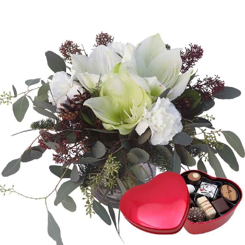 Bouquet de fleurs Christmas tree star with red chocolate heart
