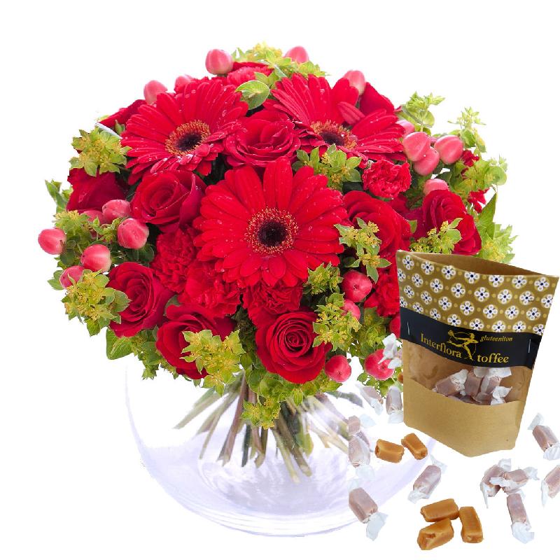 Bouquet de fleurs Hug for happiness, red + Toffee