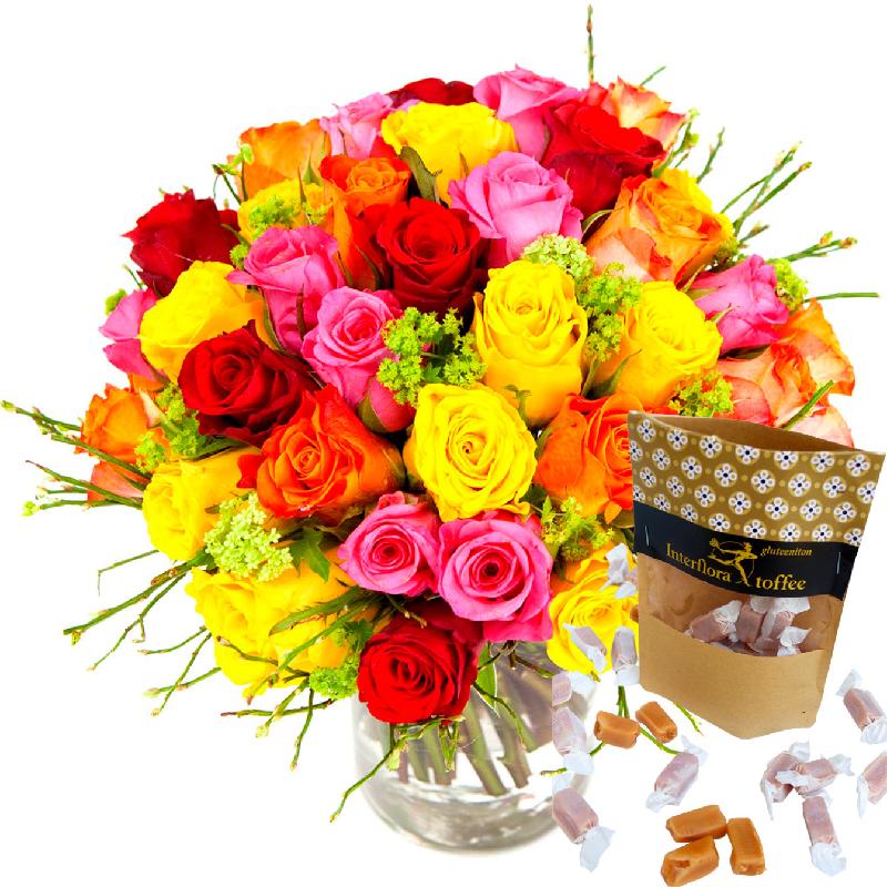 Bouquet de fleurs Rainbow + Toffee