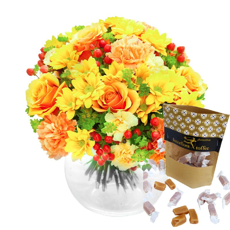 Bouquet de fleurs Sunglow + Toffee