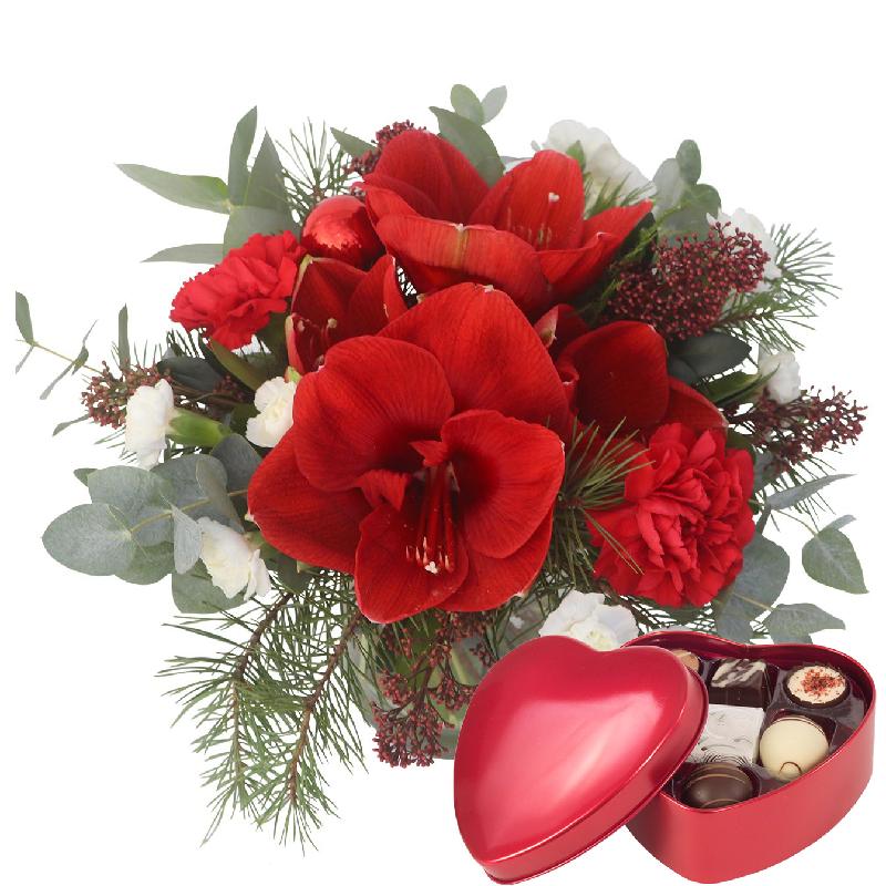 Bouquet de fleurs Christmas joy + Chocolate heart
