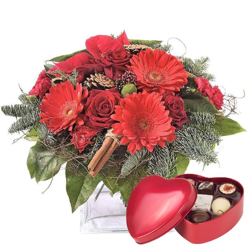 Bouquet de fleurs Warm Christmas greetings + Chocolate heart