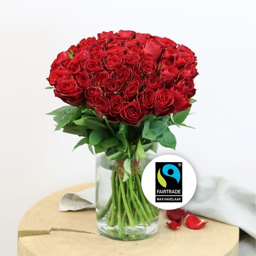 Fleurs et cadeaux Brassée de roses rouges Max Havelaar et son coffret L'Occita