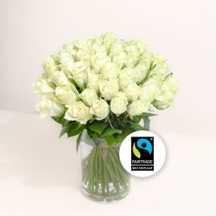 Bouquet de roses Brassée de roses blanches Max Havelaar Anniversaire
