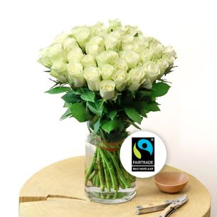 Bouquet de roses Brassée de roses blanches Max Havelaar Amour