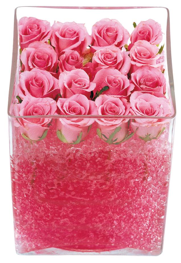 Bouquet de fleurs Pink Roses in Gel