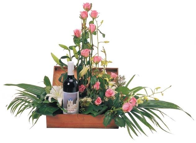 Bouquet de fleurs Arrangement with wine