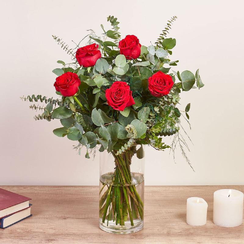 Bouquet de fleurs Cinque rose rosse