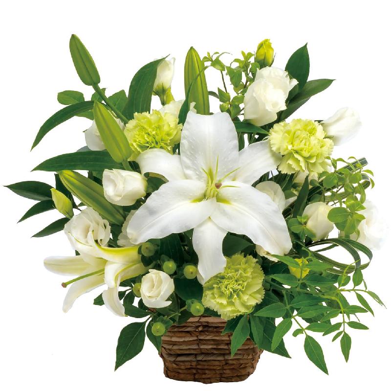 Bouquet de fleurs Funeral arrangement in white and green Bouquet de fleurs Funeral arrangement in white and green