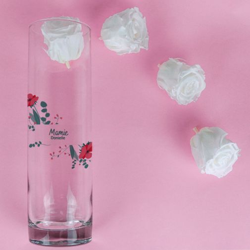 null Vase personnalisé cylindrique - Message fleurs