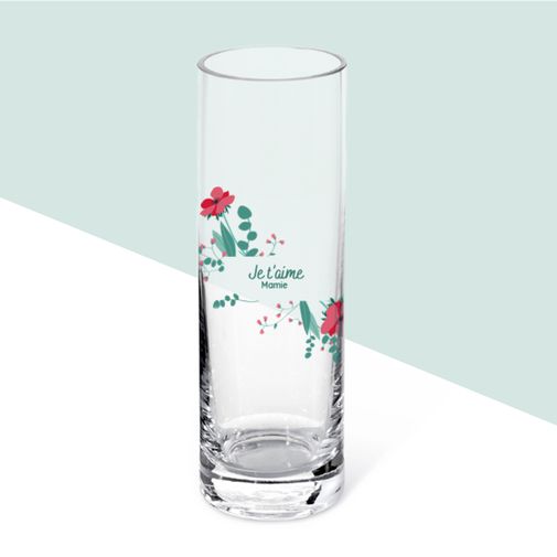 null Vase personnalisé cylindrique - Message fleurs