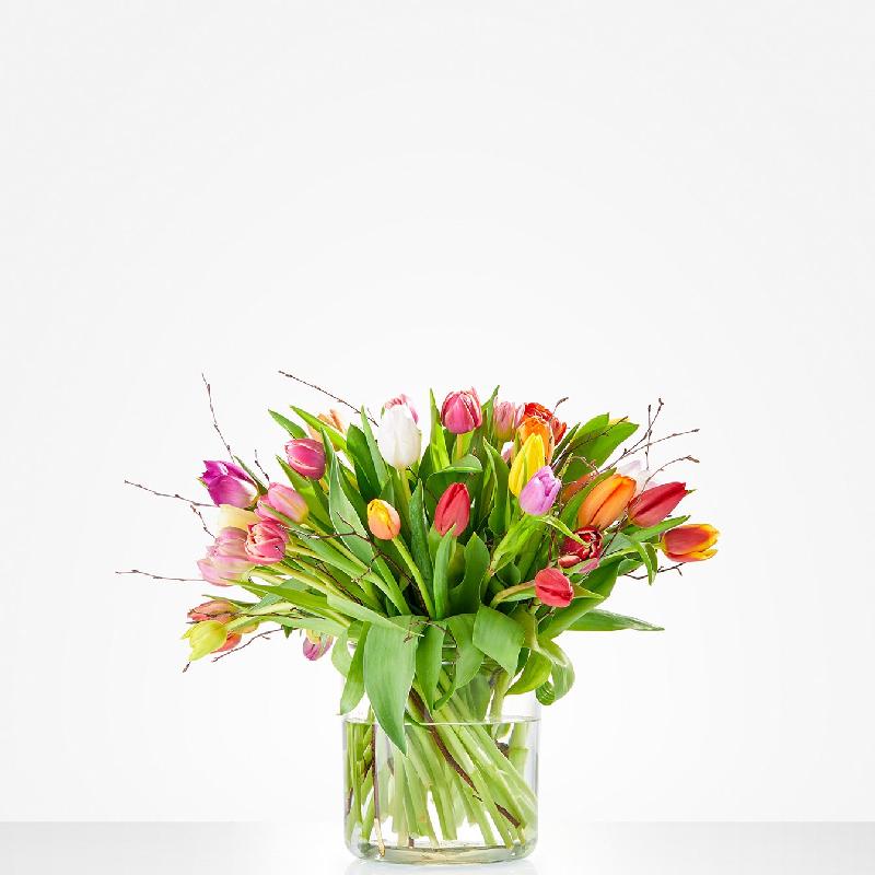 Bouquet de fleurs Bouquet: Colourful tulips; excl vase. Bouquet de fleurs Bouquet: Colourful tulips; excl vase.