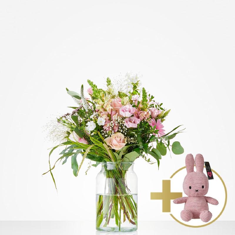 Bouquet de fleurs Combi Bouquet: Welcome little girl; including pink Niffy for
