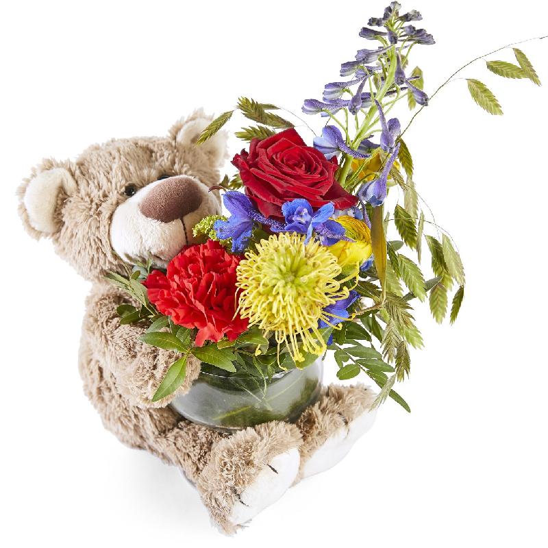 Bouquet de fleurs Funeral - Bear with little flower tuft