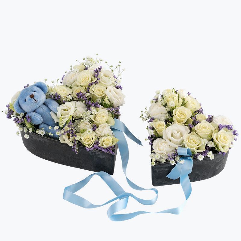 Bouquet de fleurs Mother And Child, Blue With Blue Bear