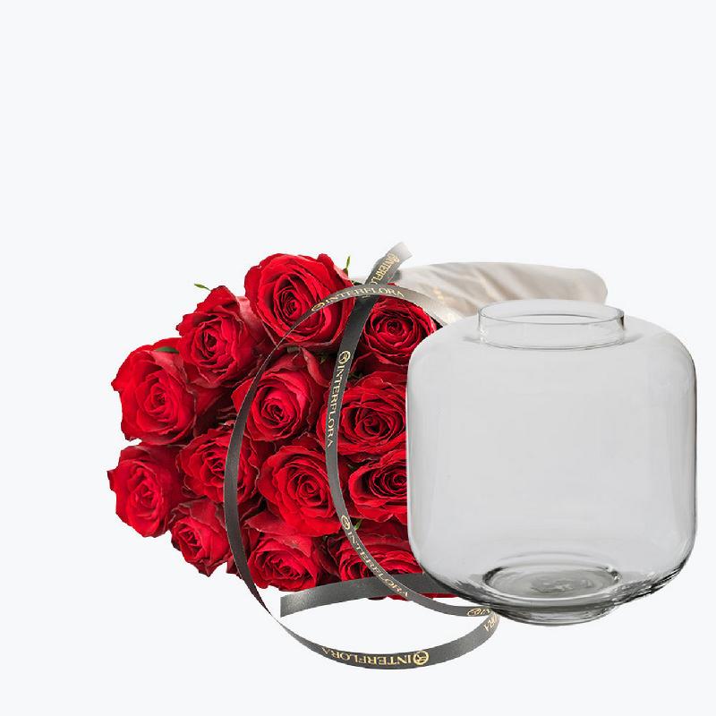 Bouquet de fleurs 15 Red Roses With A Vase