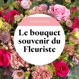 Fleurs deuil Le bouquet souvenir du fleuriste - rose Fleurs deuil Le bouquet souvenir du fleuriste - rose Deuil POMPES FUNEBRES