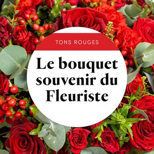 Fleurs deuil Le bouquet souvenir du fleuriste - rouge Fleurs deuil Le bouquet souvenir du fleuriste - rouge Deuil POMPES FUNEBRES