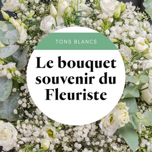 Fleurs deuil Le bouquet souvenir du fleuriste - Blanc Fleurs deuil Le bouquet souvenir du fleuriste - Blanc Deuil POMPES FUNEBRES