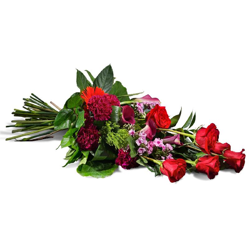Bouquet de fleurs Horizontal bouquet in red shades Bouquet de fleurs Horizontal bouquet in red shades