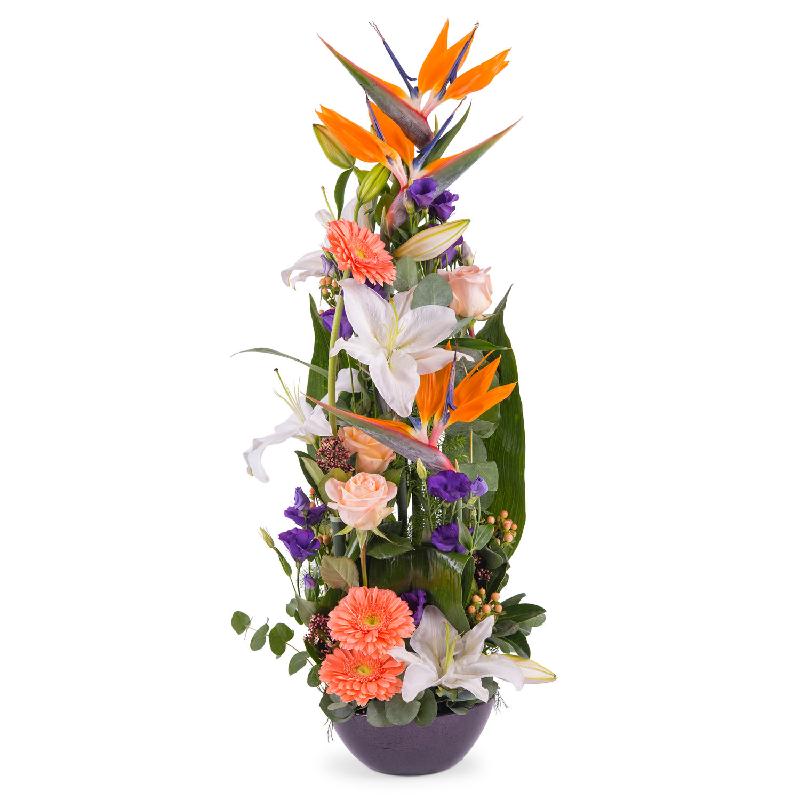 Bouquet de fleurs Vertical centrepiece of Orange Shades