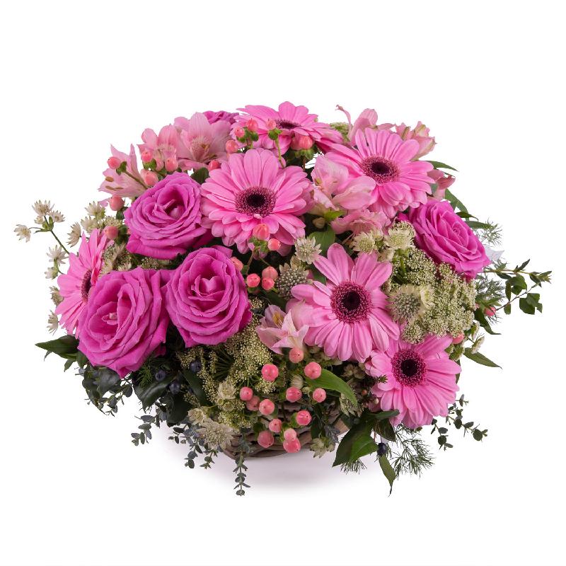 Bouquet de fleurs Basket of Pink Gerbera Daisies